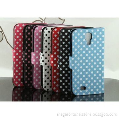 Polka-dot PU Leather Flip Mobile Phone Cases for Samsung Galaxy S4/9500, OEM Orders are Accepted